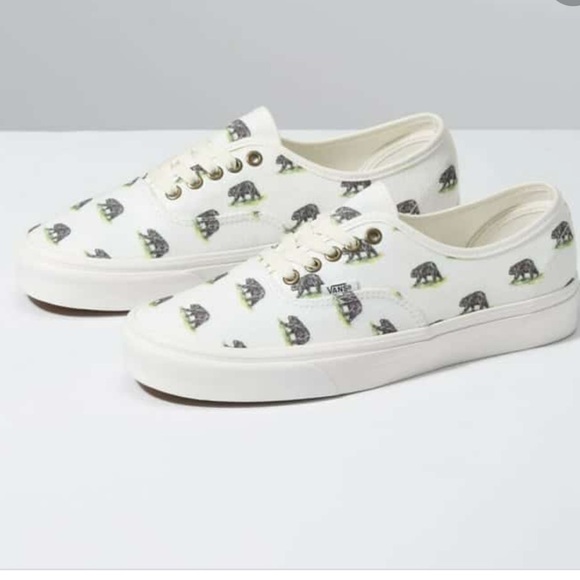 Vans Authentic Outdoors‎ Blanc de Blanc Bear Print Sneakers Size 9 Men - Picture 2 of 11